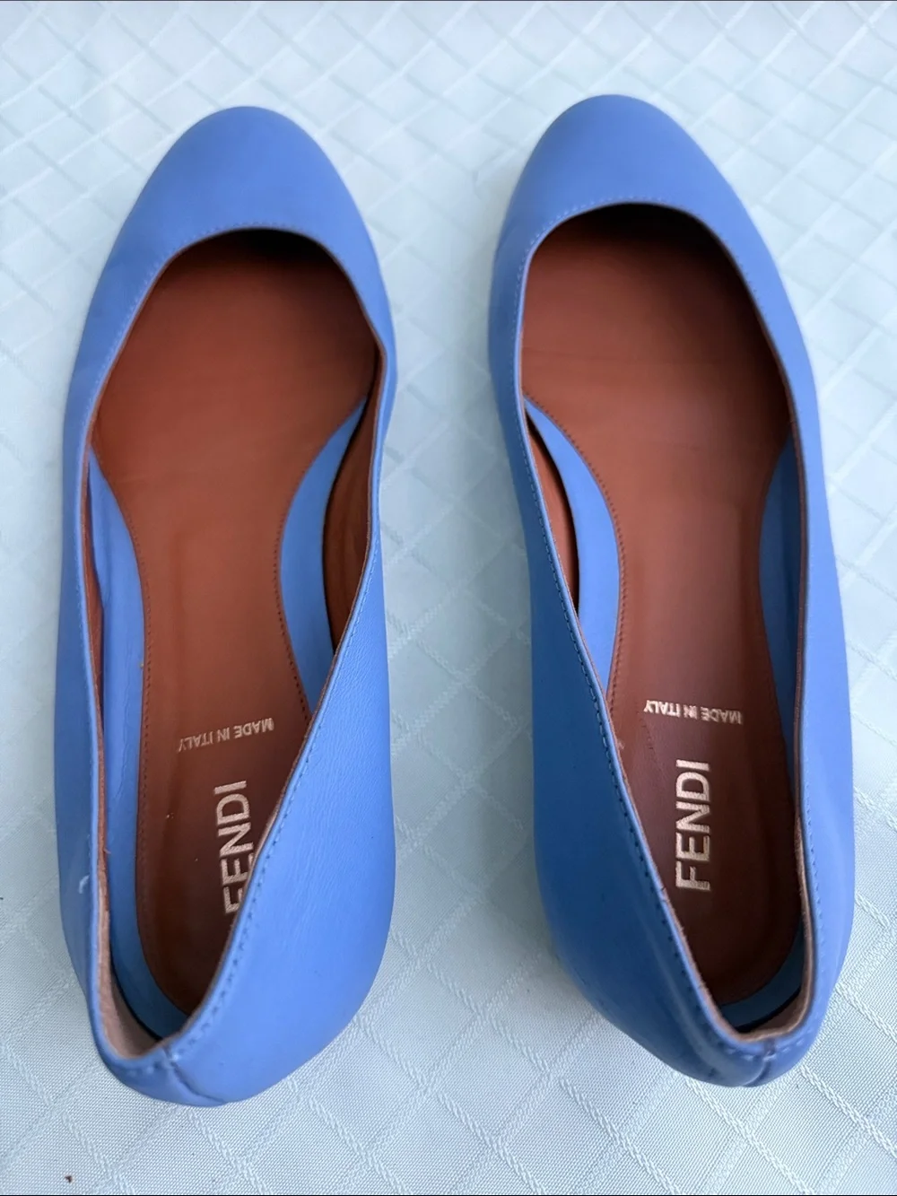 Fendi Lavender Blue Leather Ballet Flats